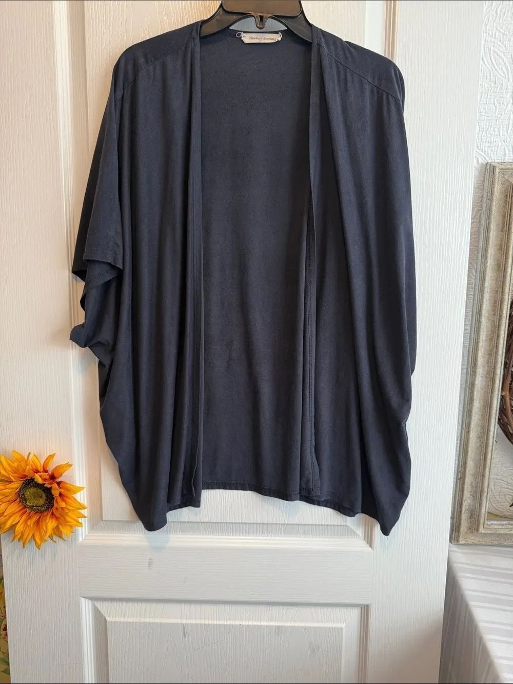 Newbury Kustom Navy Open-Front Draped Jacket